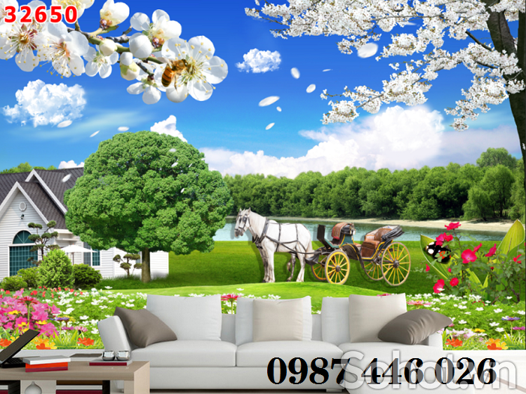 Gạch tranh ốp tường tranh phong cảnh HP27322