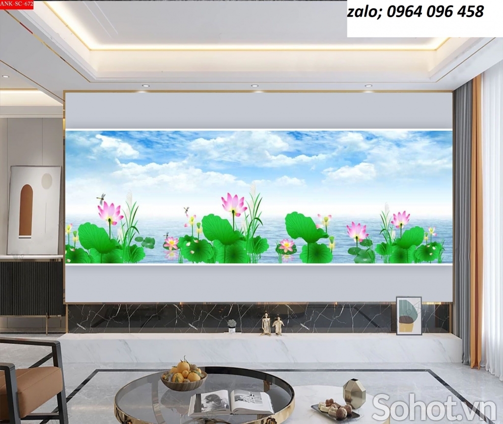 Tranh gạch 3d hoa sen - gạch tranh 3d hoa sen - DC64