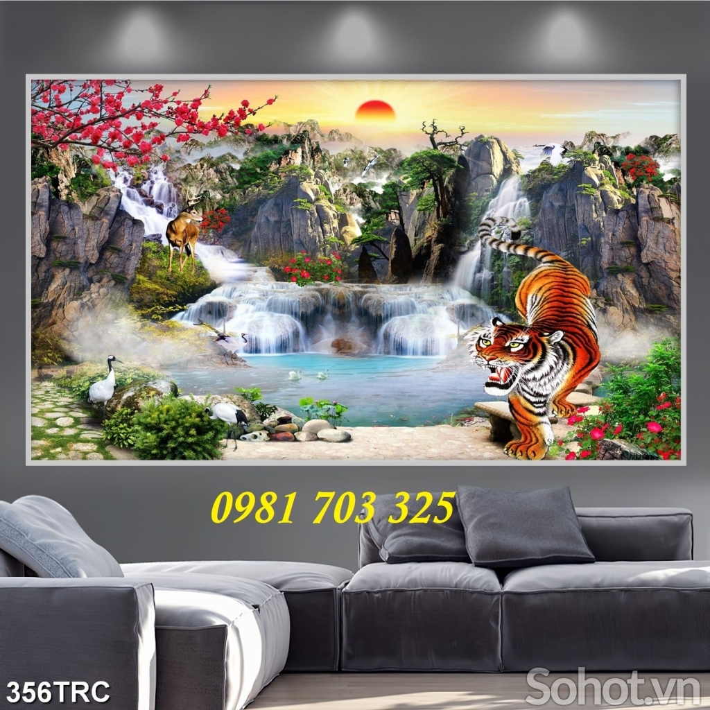 Tranh phong thủy 3D- gạch tranh con hổ
