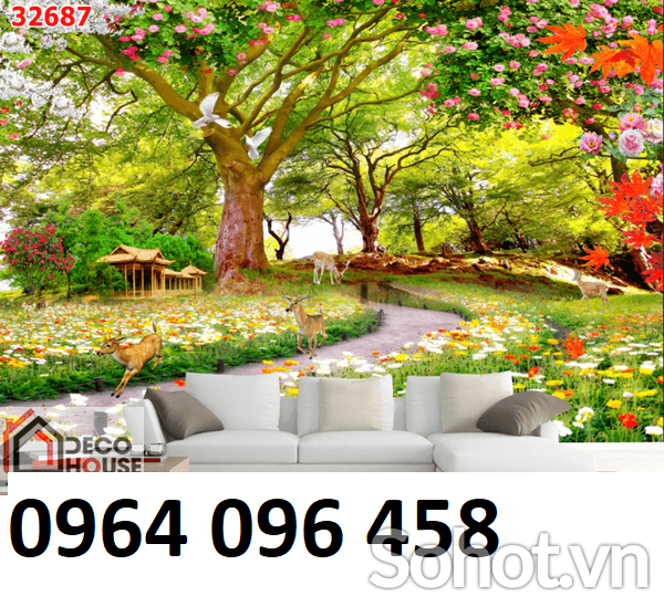 Tranh gạch 3d vườn hoa thiên nhiên - SXNV54