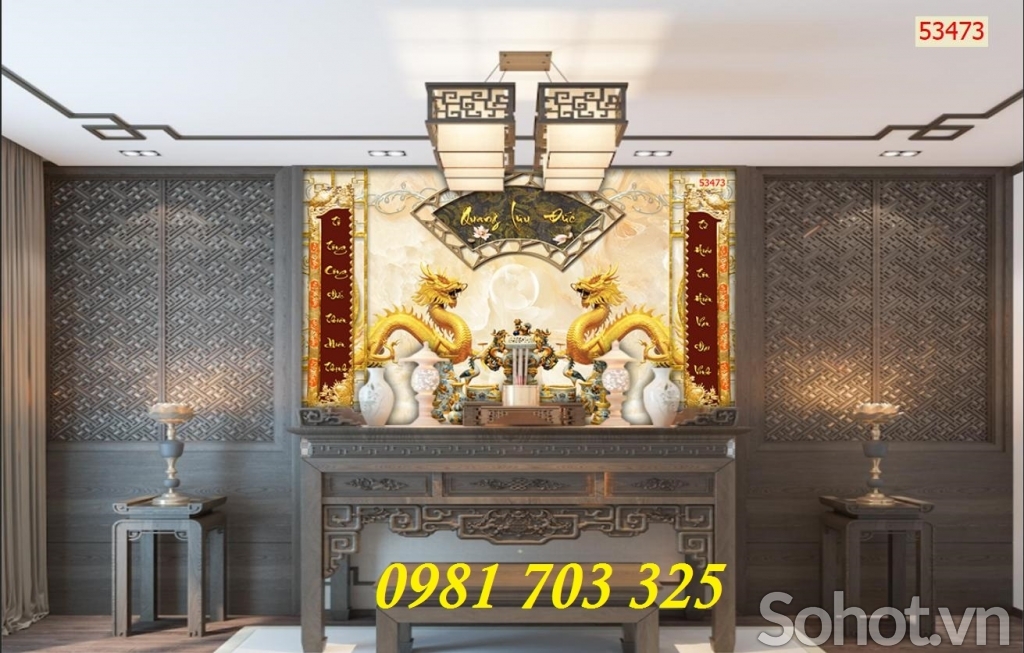 tranh 3D phòng thờ, gạch tranh 3D