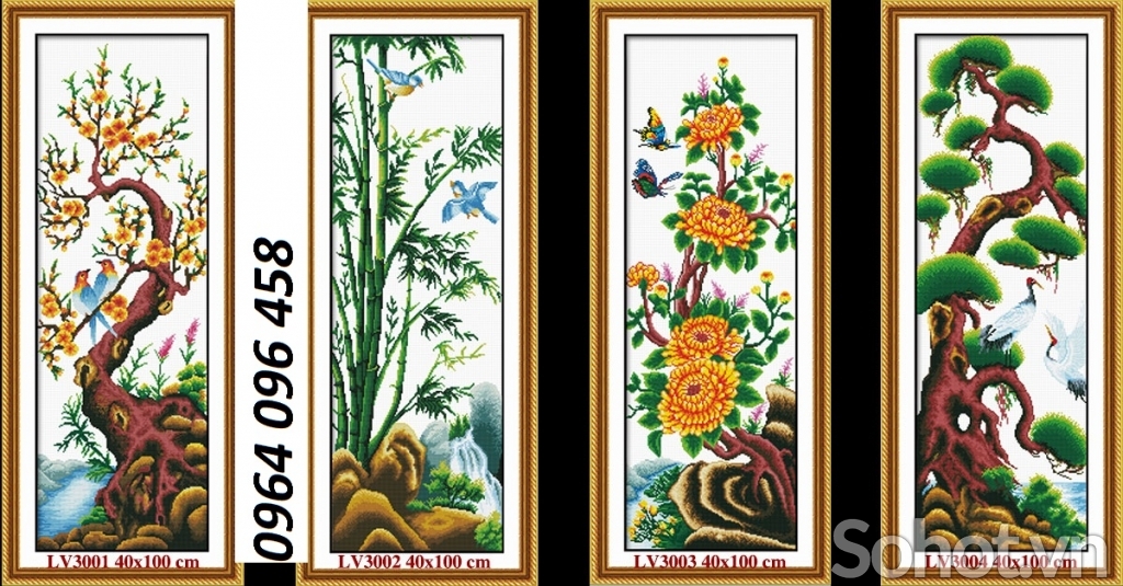 Tranh gạch 3d ốp tường tứ quý - 800MC