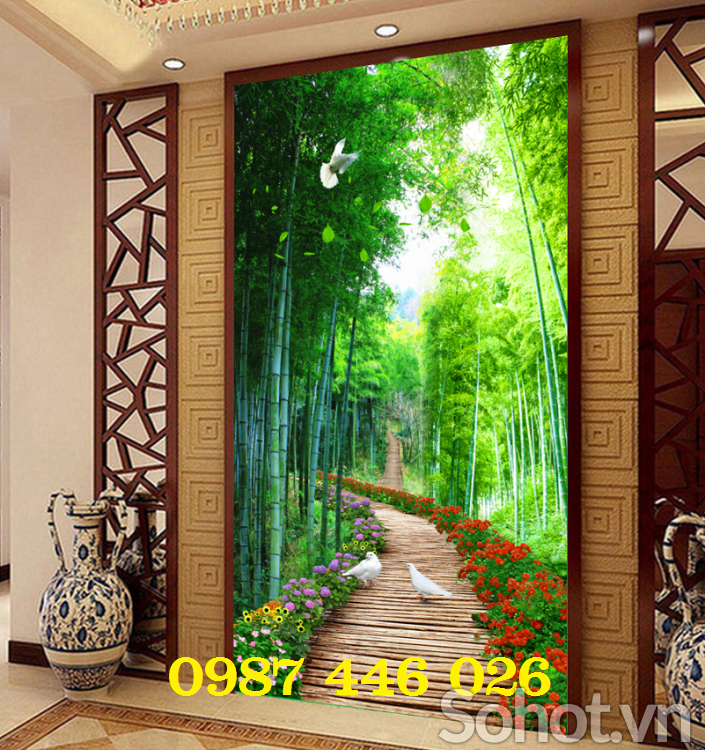 Tranh gạch men cây xanh 3d HP9342