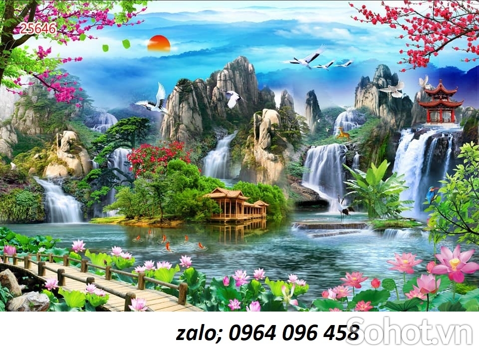 Tranh phong cảnh đồng quê - tranh gạch 3d - 0533XV