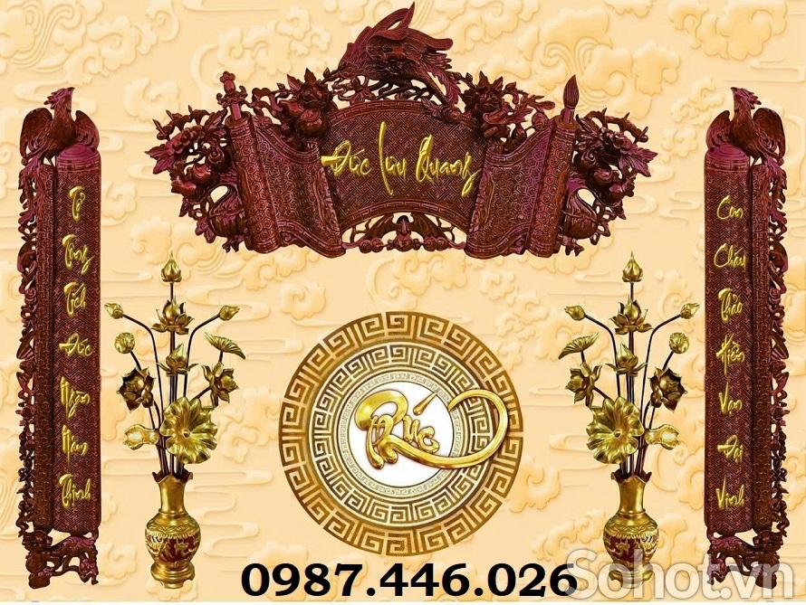 Gạch tranh ốp tường ban thờ, tranh gạch trang trí tường đẹp