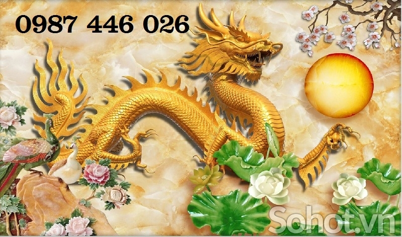 Gạch tranh rồng phượng vàng HP8733
