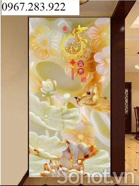 Tranh gạch- Tranh hoa 3D khổ dọc