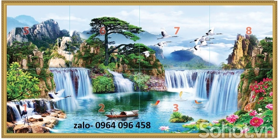Gạch tranh 3d tranh trí phòng khách - KCDC4