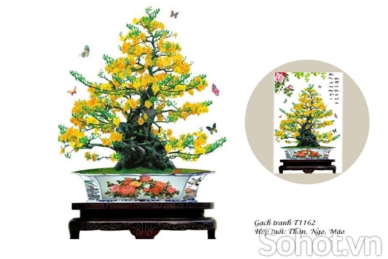 Tranh gạch 3d ốp tường tranh hoa mai  - TFC4