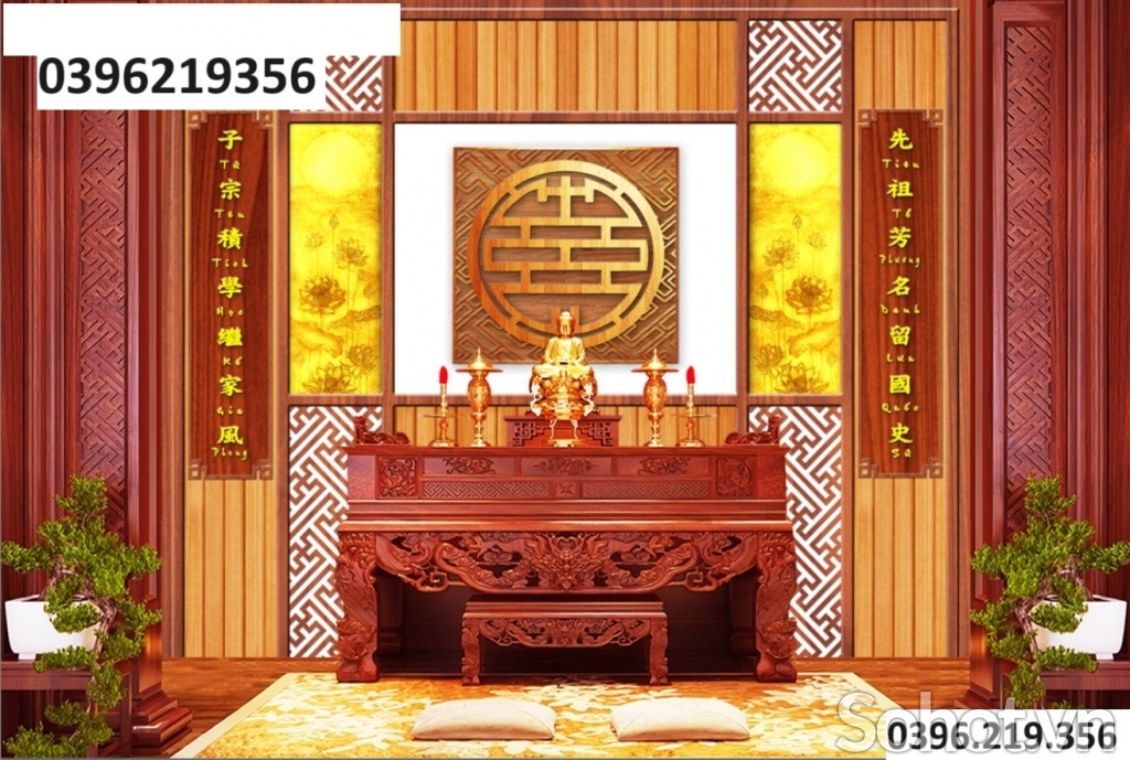 Tranh gạch men treo phòng thờ