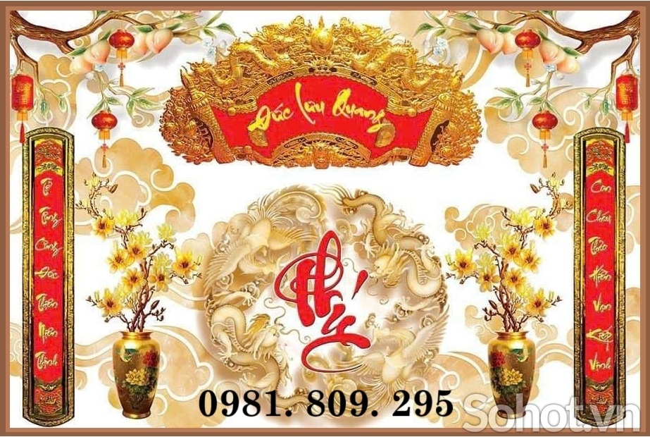 Tranh 3d phòng thờ , gạch tranh câu đối phòng thờ
