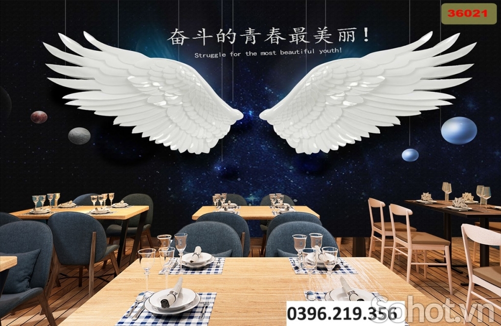 Gạch tranh cánh thiên thần 3D trang trí nhà