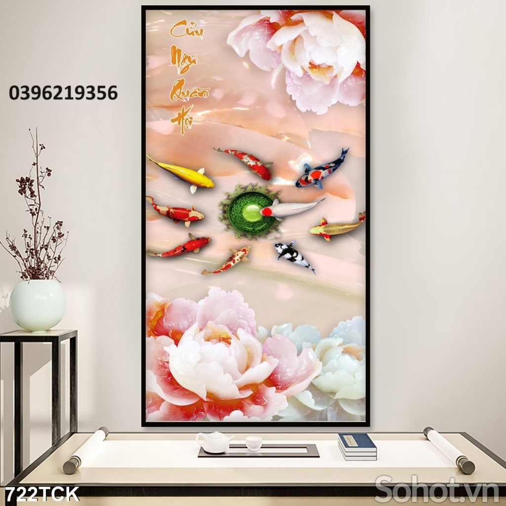 Tranh cá chép đẹp trang trí 3D