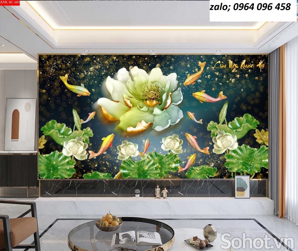 Tranh gạch 3d phong thủy cá chép - KDC433