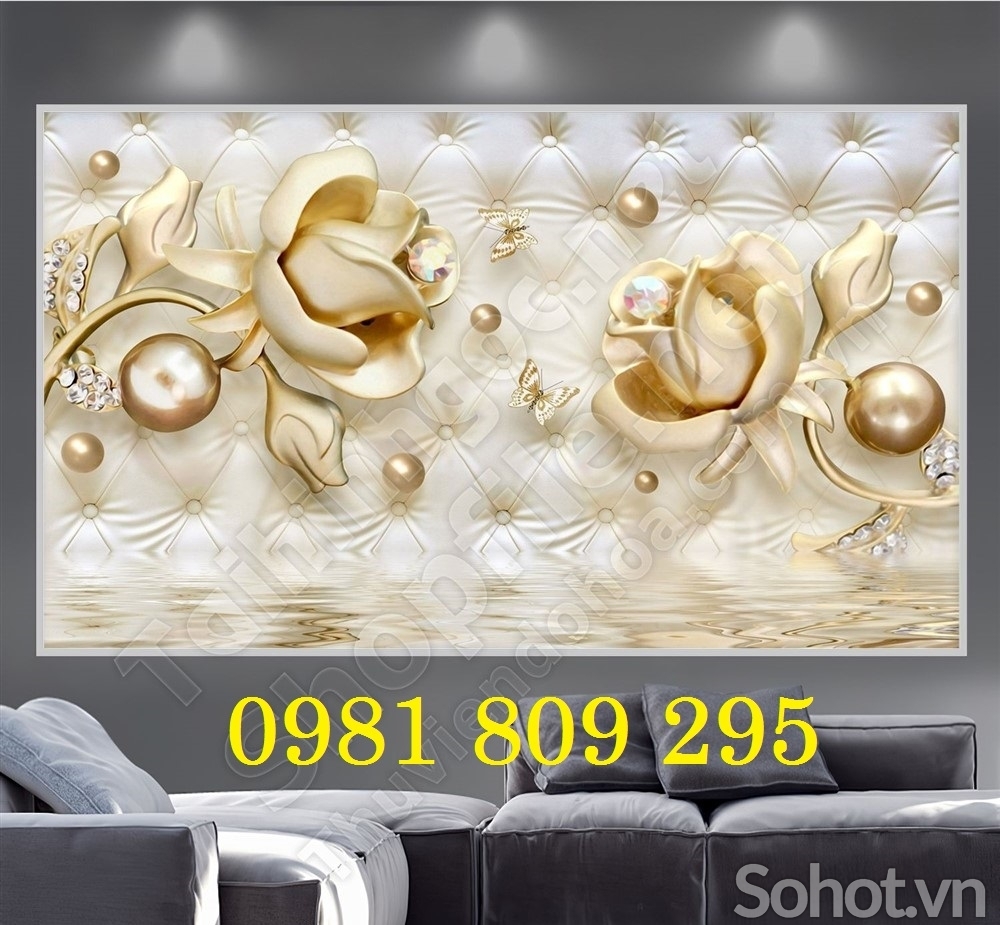 Gạch tranh 3d ốp tường hoa ngọc JHG6