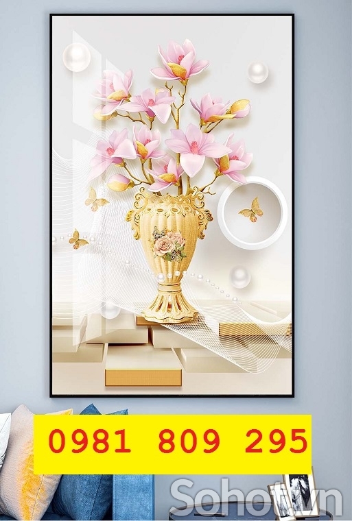 Gạch 3d bình hoa trang trí