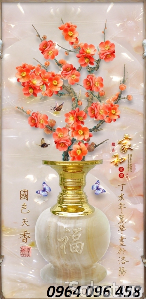 Tranh gạch 3d bình hoa gạch tranh 3d 123AM