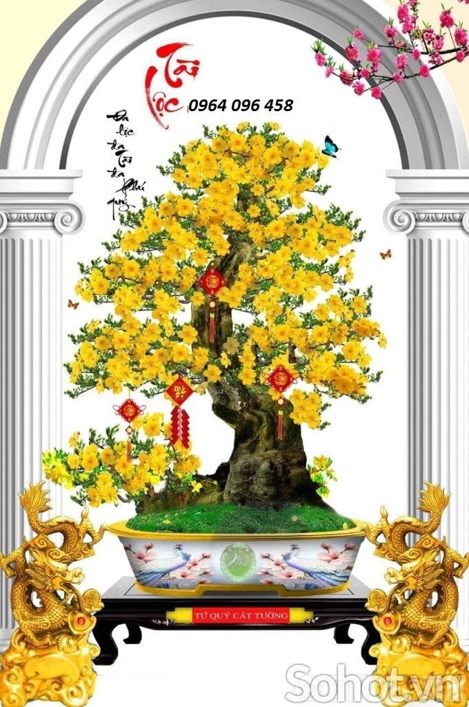 Tranh gạch cây mai - tranh gạch 3d cây mai - NXV67