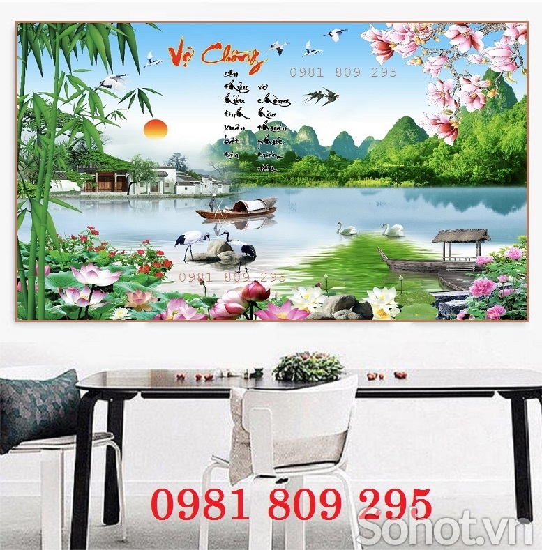 Tranh gạch ốp tường trang trí cho phòng khách
