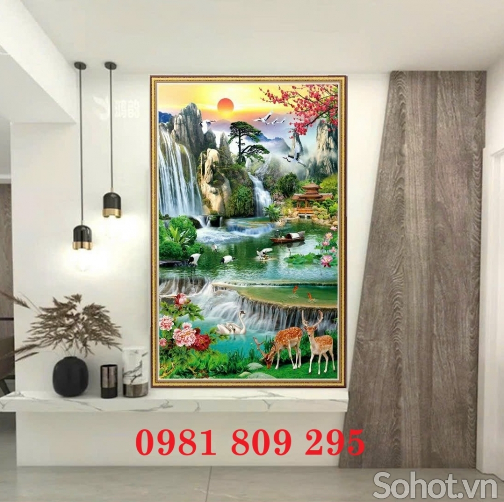 Tranh gạch phong cảnh , tranh đứng HDS939