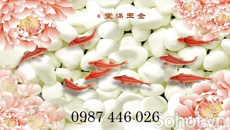 Tranh gạch men cá chép vàng 3d HP053