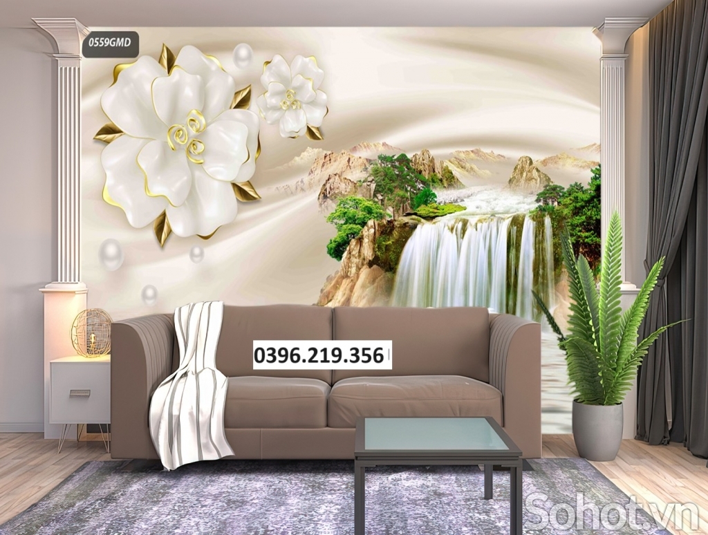 Tranh gạch 3D đẹp hình sơn thủy trang trí