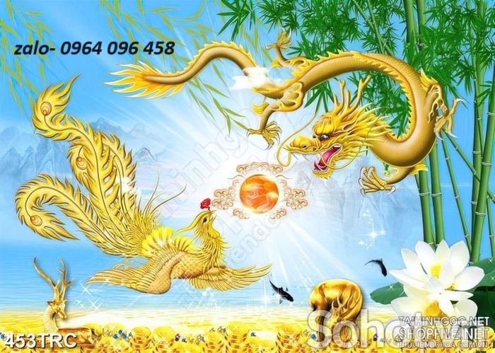 Tranh gạch 3d phong thủy rồng phượng - RCV633