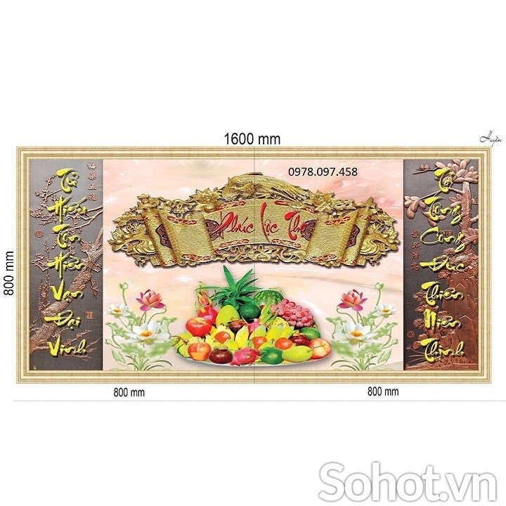 Tranh phòng thờ gia tiên - gạch tranh 3D