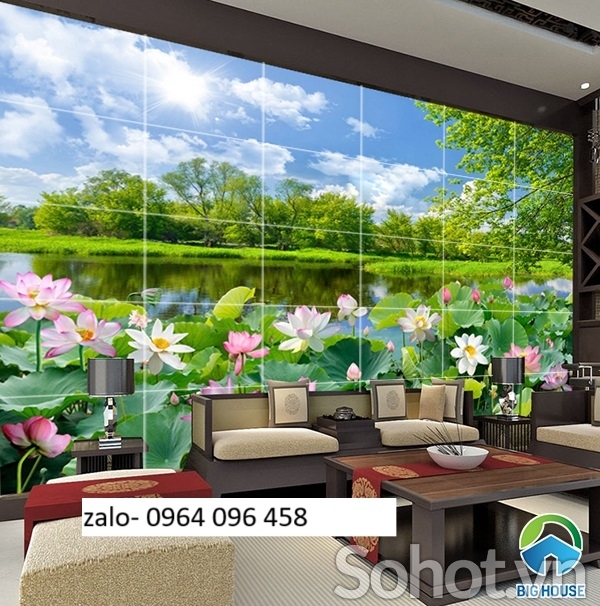 Tranh gạch ốp tường hoa sen 3d - 766CV
