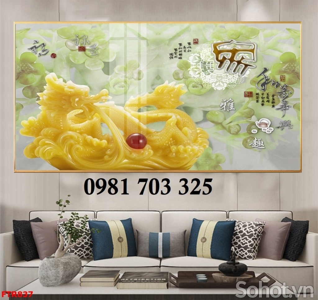 Tranh gạch 3d rồng phượng cao cấp