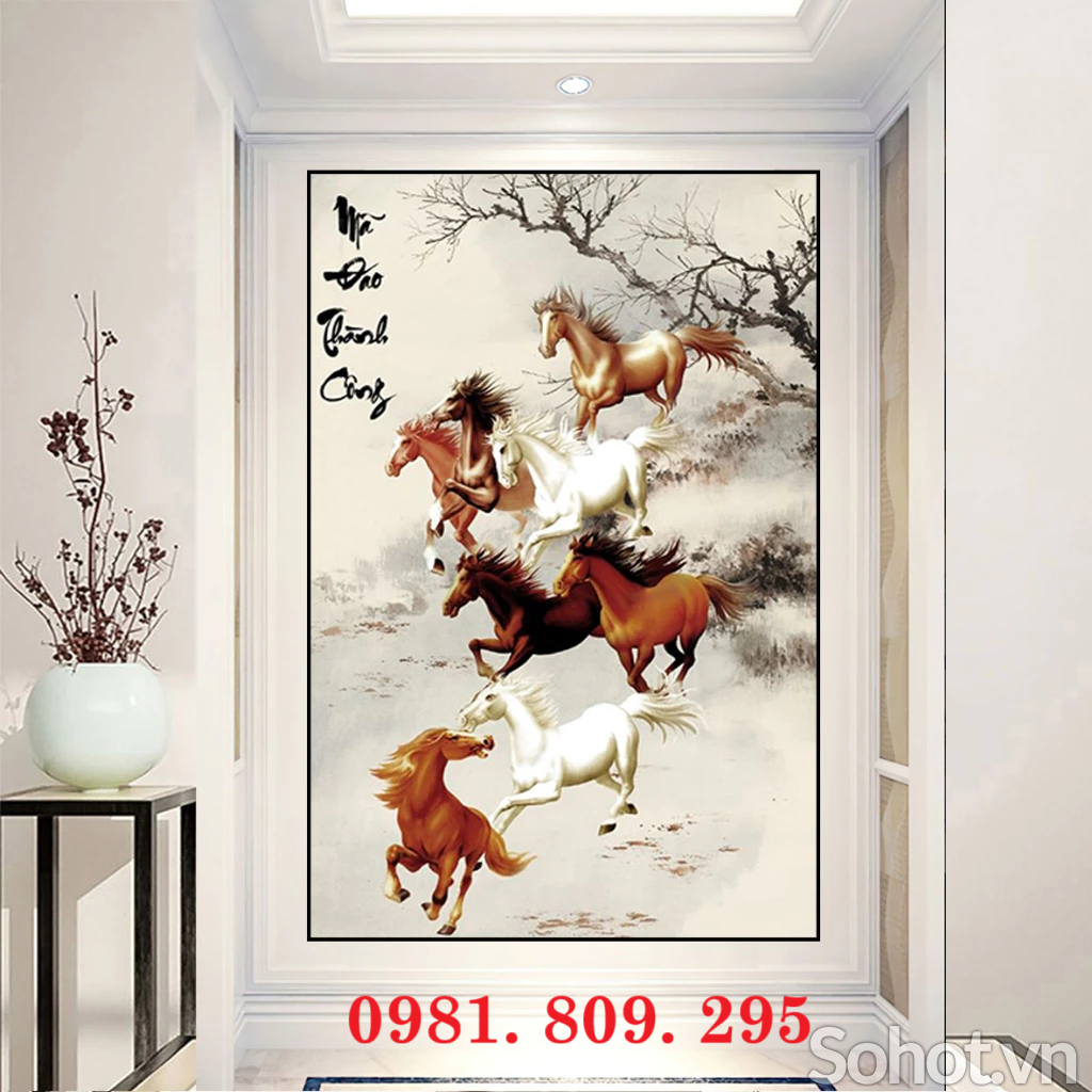 Gạch 3d ngựa , gạch tranh khổ dọc đẹp