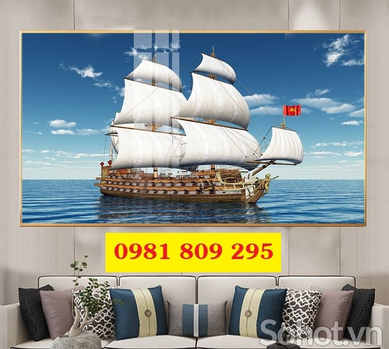 Tranh gạch 3d thuyền buồm