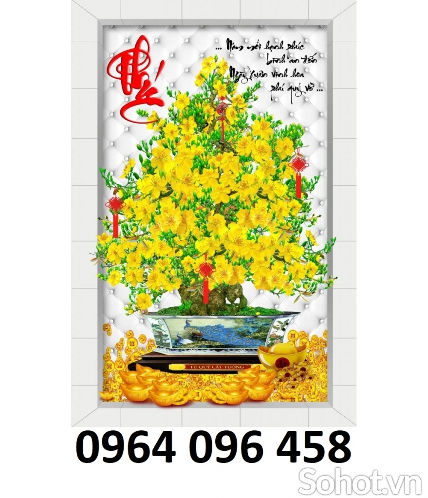 Tranh 3d cây mai - tranh gạch 3d cây mai - 086VC