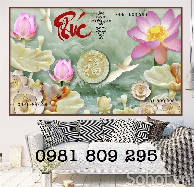 Gạch tranh - tranh gạch 3d hoa sen