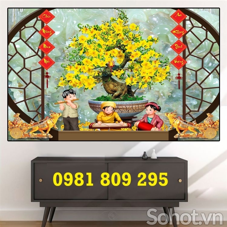 Tranh gạch men 3d hoa mai
