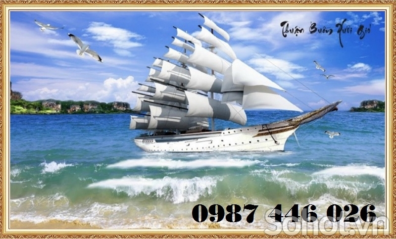 Gạch ốp tường, tranh thuyền buồm đẹp 3d HP8243