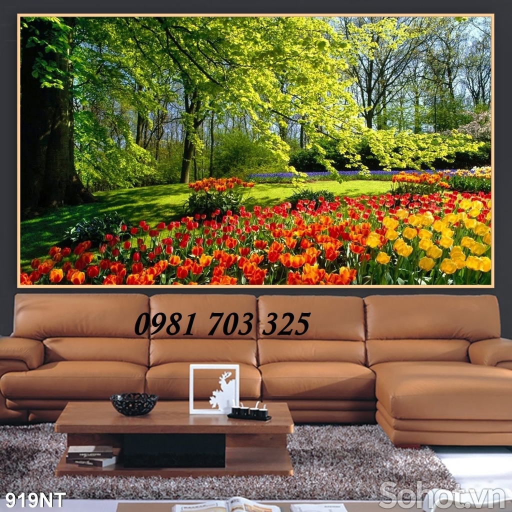 Tranh gạch phong cảnh vườn hoa