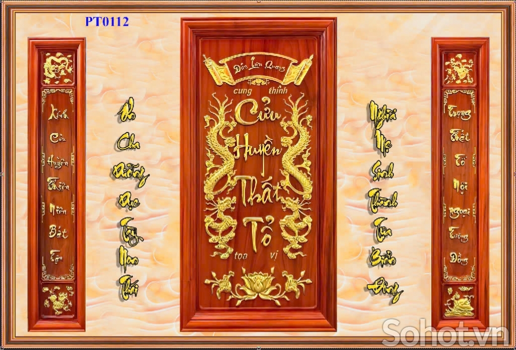 Gạch tranh 3D dán phòng thờ, bia mộ