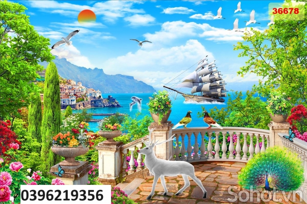 Tranh gạch sơn thủy treo tường