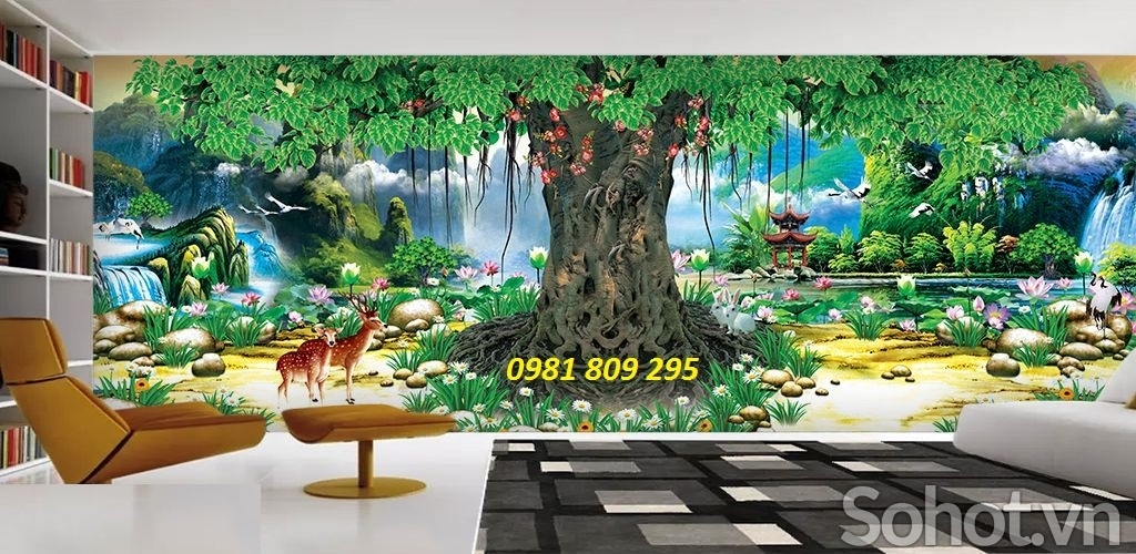 gạch tranh 3d phòng thờ