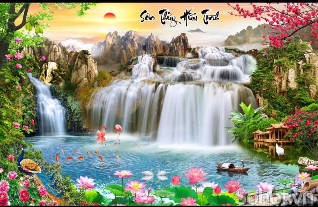 Tranh gạch phong cảnh thác nước
