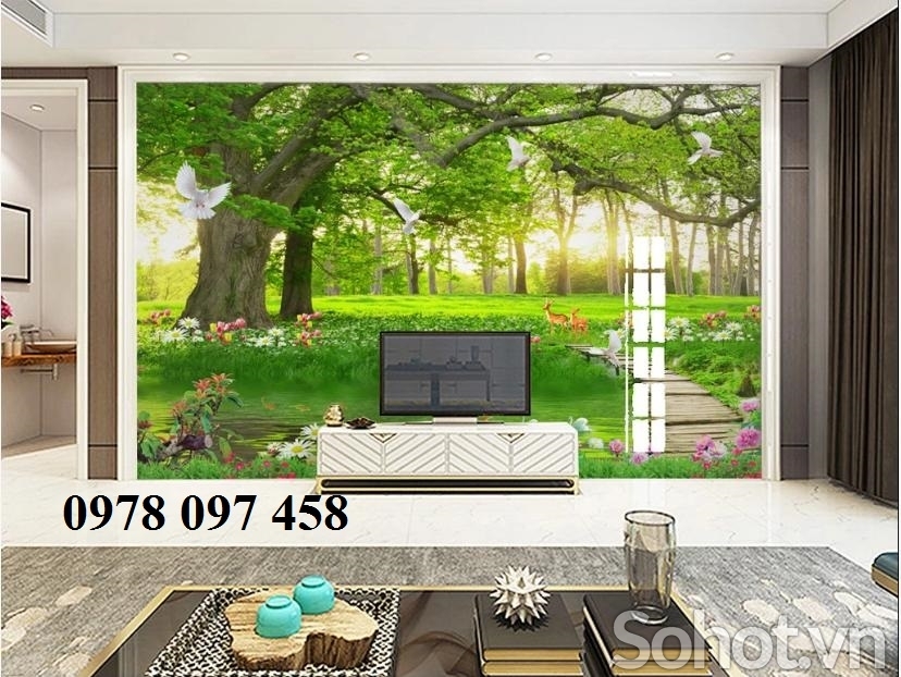 tranh gạch 3D ốp tường phòng khách - Kiên Giang - SoHot.vn
