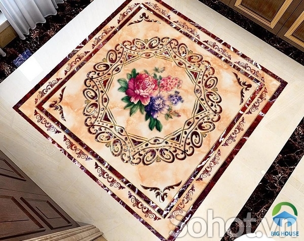 Gạch lát sàn 3d phòng khách - VNB63