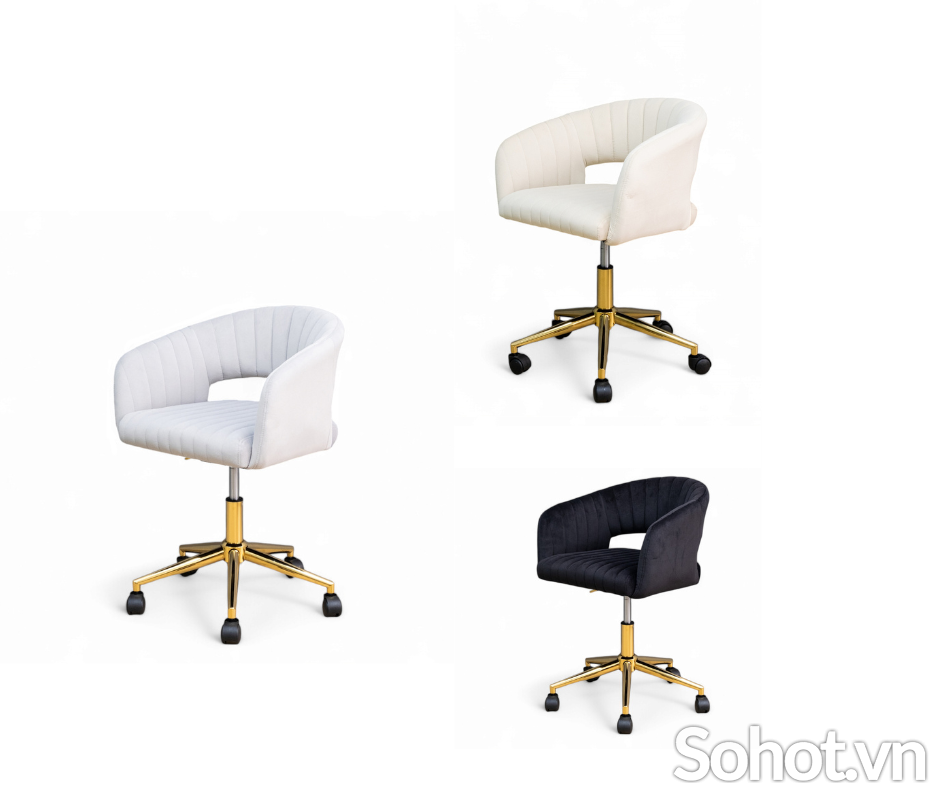 GHẾ CAFE JC-458S CHÂN XOAY MẠ VÀNG NỆM VẢI NHUNG