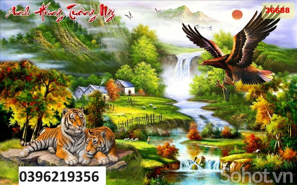 Tranh gạch sơn thủy treo tường