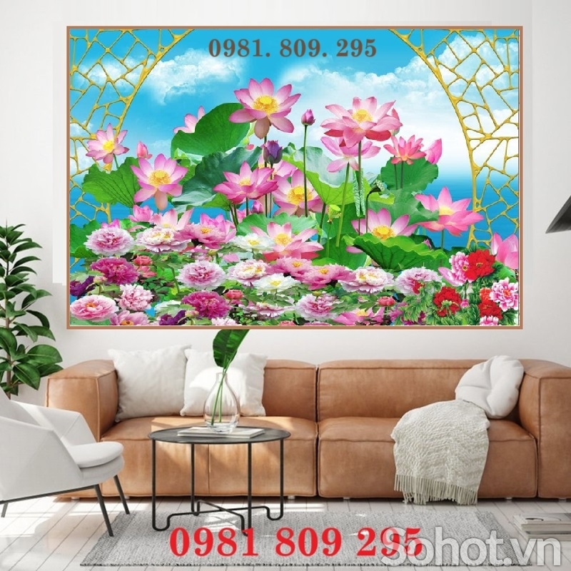 Tranh 3d , gạch tranh hoa sen 3d
