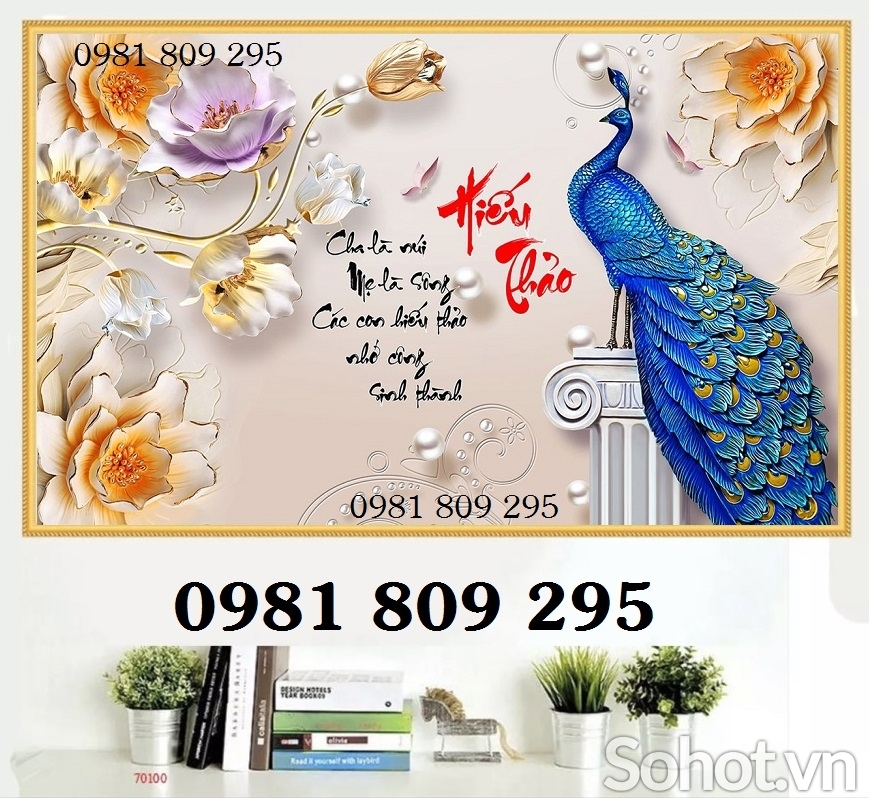 Tranh đôi chim công- gạch tranh