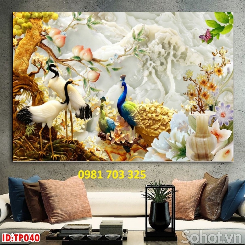 tranh 3D tùng hạc, gạch tranh