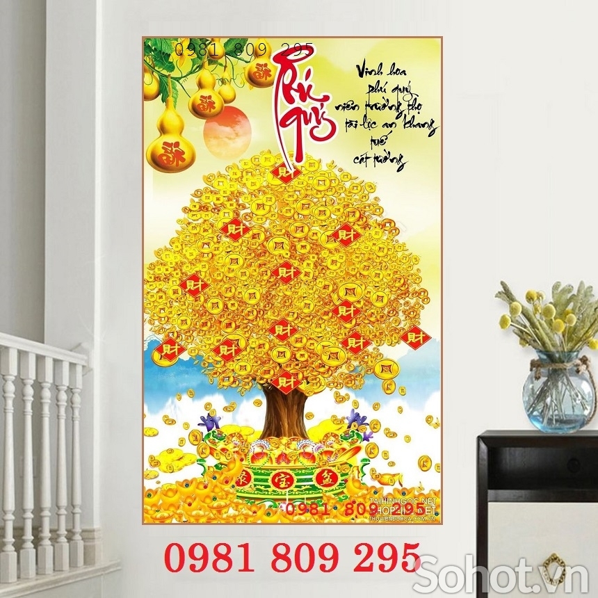 Tranh 3d , gạch ốp tường 3d kim tiền