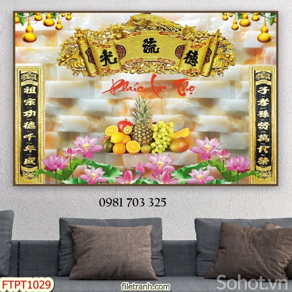 Gạch tranh dán tường ban thờ